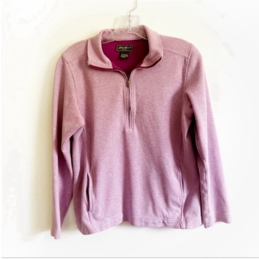 Eddie Bauer pullover lavender half zip marled pockets